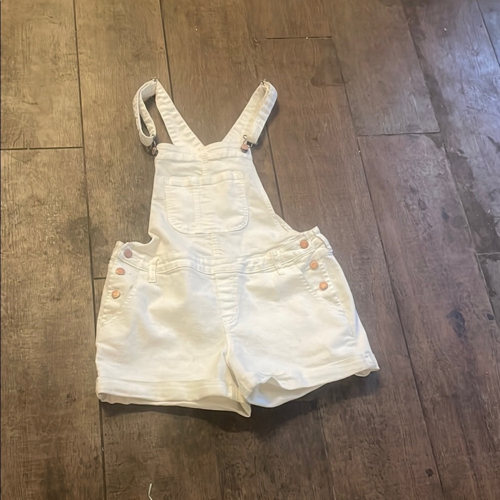 Old Navy White Denim Short Overalls